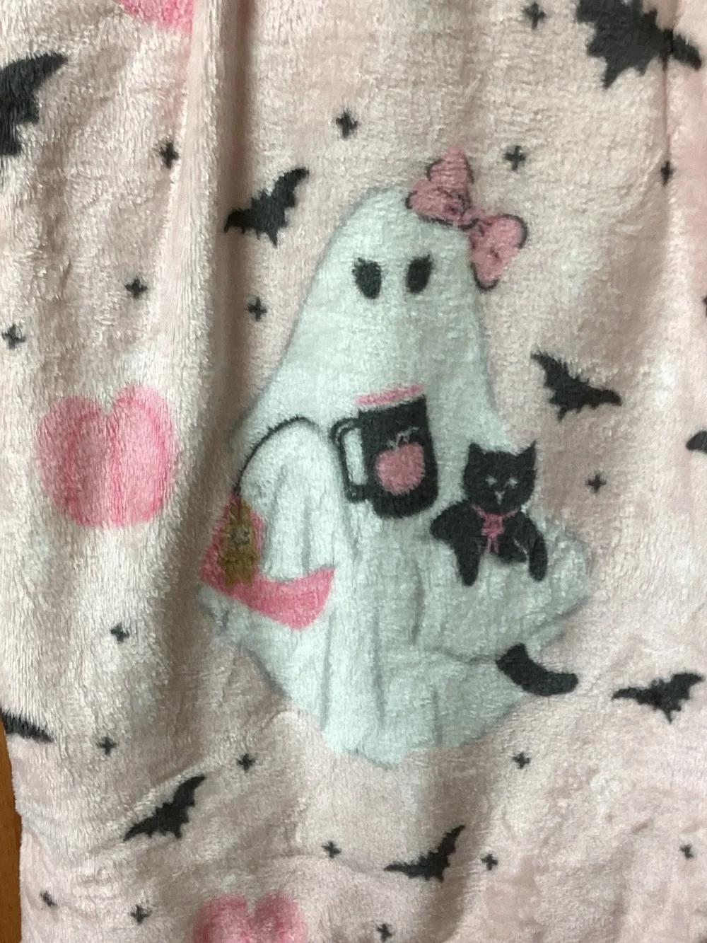 NWT Pink Ghost holding a Cat Halloween Blanket 👻🎀🐈‍⬛